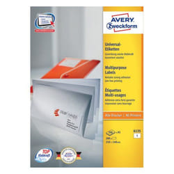 Avery 6135 étiquette auto-collante Rectangle Permanent Blanc 200 pièce(s)