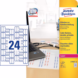 Avery L7950-20, Blanc, Rectangle, Permanent, DIN A4, Polyester, Laser