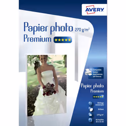 Avery C2453-40, 270 g/m², Jet d'encre, Blanc, 40 feuilles, 150 mm, 100 mm