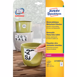 Avery L4776REV-20, Blanc, Rectangle aux angles arrondis, Permanent, Polyester, Mat, -20 - 80 °C