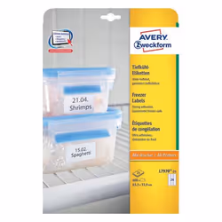 Avery L7970-25, Blanc, Rectangle aux angles arrondis, 63.5 x 33.9 mm, A4, Papier, Universel