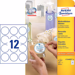 Avery L7104REV-25, Blanc, Cercle, Permanent, 6 cm, 300 pièce(s), 12 pièce(s)