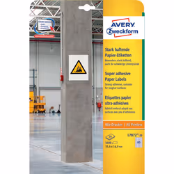 Avery L7872-20 étiquette auto-collante Rectangle Permanent Blanc 1600 pièce(s)
