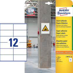 Avery L7875-20 étiquette auto-collante Rectangle Permanent Blanc 240 pièce(s)