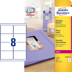 Avery Etiquettes brillantes, blanc, 99,1 x 67,7 mm, Adhésif permanent