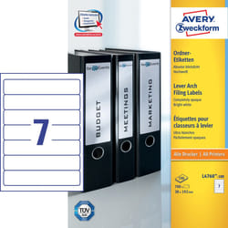 Avery Etiquette dos de classeur, blanc, 192,0 x 38,0 mm, Adhésif permanent