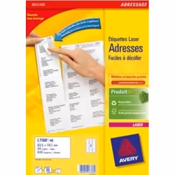 Avery L7160-40, Blanc, Laser, 63.5 x 38.1mm, 840 pièce(s), 40 feuilles