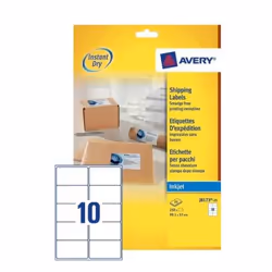 Avery J8173-25, Blanc, Etiquette auto-adhésive, Papier, Jet d'encre, Permanent, Rectangle aux angles arrondis