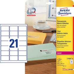 Avery L7560-25 étiquette auto-collante Rectangle aux angles arrondis Permanent Transparent 525 pièce(s)