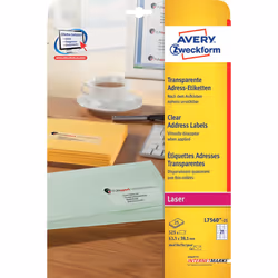 Avery L7560-25 étiquette auto-collante Rectangle aux angles arrondis Permanent Transparent 525 pièce(s)