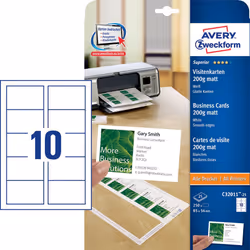 Avery C32011-25, Blanc, Rectangle, Carton, 200 g/m², Laser/a jet d'encre, 8,5 cm
