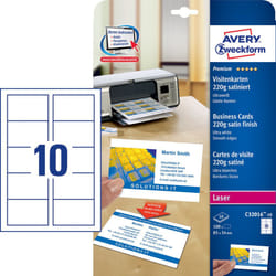 Avery Carte de visite, Bords lisses, Laser noir/blanc, Laser couleur, 220 g/m²