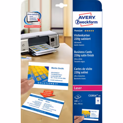 Avery Carte de visite, Bords lisses, Laser noir/blanc, Laser couleur, 220 g/m²