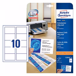 Avery C32010-25 carte de visite Laser/a jet d'encre Carton Blanc