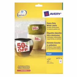 Avery J4773-10, Blanc, Polyester, 63,5 mm, 33,9 mm, 24 pièce(s)