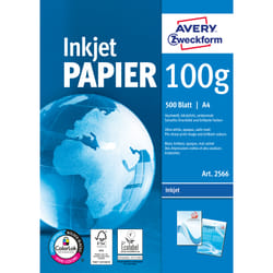 Avery Bright White Inkjet Papier A4 500 Sheets papier jet d'encre A4 (210x297 mm) Mat satiné 500 feuilles Blanc