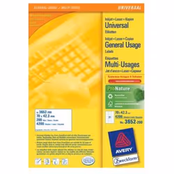 Avery 3652-200, Blanc, Papier, 70 mm, 42,3 mm, 4200 pièce(s), 200 feuilles
