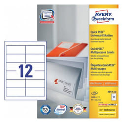 Avery 3659-200 étiquette auto-collante Rectangle aux angles arrondis Permanent Blanc 2400 pièce(s)