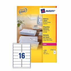 Avery L7162-250, Blanc, Etiquette auto-adhésive, Papier, Laser, Permanent, Rectangle aux angles arrondis
