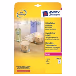 Avery L7780-25, Transparent, Polyester, Laser, 40 x 40 mm, 600 pièce(s)