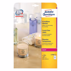 Avery L7782-25, Transparent, Rectangle aux angles arrondis, Permanent, 63.5 x 38.1 mm, A4, Polyester