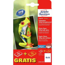 Avery C2549-20P papier photos Blanc Hautement brillant
