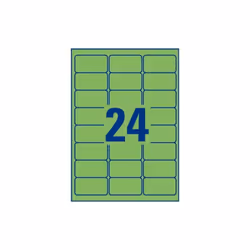 Avery L6033-20, Vert, Rectangle aux angles arrondis, Amovible, 63.5 x 33.9 mm, A4, Papier