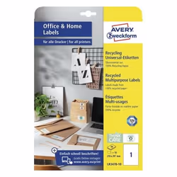 Avery LR3478-10, Blanc, Rectangle, Permanent, 210 x 297 mm, A4, Papier