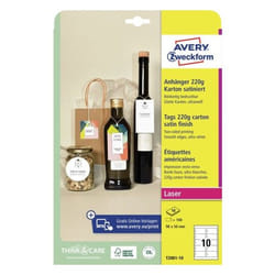 Avery T2001-10 étiquette non-adhésive 100 pièce(s) Blanc Rectangle