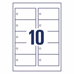 Avery T2001-10 étiquette non-adhésive 100 pièce(s) Blanc Rectangle