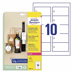 Avery T2001-10 étiquette non-adhésive 100 pièce(s) Blanc Rectangle - Vue supplémentaire 4