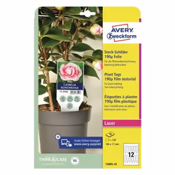 Avery T3005-10, Étiquette de plante, Polyester, Blanc, Polygonal, 100 mm, 20 mm