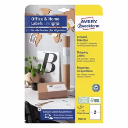 Avery 7168-10, Blanc, Rectangle, Permanent, 199.6 x 143.5 mm, A4, Papier