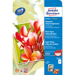 Avery Premium Inkjet Fotopapier papier jet d'encre A4 (210x297 mm) Hautement brillant 20 feuilles Blanc