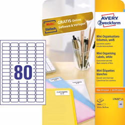 Avery L7632-25, Blanc, Rectangle aux angles arrondis, Amovible, DIN A4, Papier, Laser/a jet d'encre