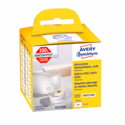 Avery ASS0722400, Blanc, Rectangle, Permanent, 36 x 89 mm, Rolle, Papier