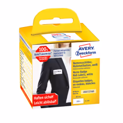 Avery AS0722560, Blanc, Rectangle aux angles arrondis, Amovible, Noir sur blanc, Rolle, Feuille