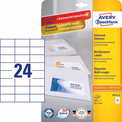 Avery 3474-10 étiquette auto-collante Rectangle Permanent Blanc 240 pièce(s)