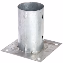 GAH-Alberts Ancre sur platine pour poteaux en bois ronds, Clôture en métal, Clôture de bordure, Acier, Acier, Revêtement galv ...