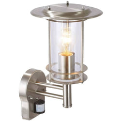 Lampe York applique murale extérieure détecteur de mouvement debout acier inoxydable 1x A60, E27, 40W, lampes normales gf non spécifiées. Classe de