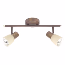 BRILLIANT Plafonnier barre à 2 lumières Luca hauteur 15 cm E14 40W cuivre vieilli et beige