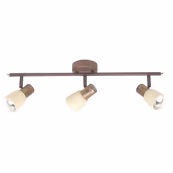 BRILLIANT Plafonnier barre à 3 lumières Luca hauteur 15 cm E14 40W cuivre vieilli et beige