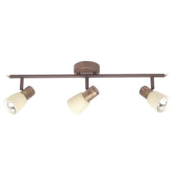 BRILLIANT Plafonnier barre à 3 lumières Luca hauteur 15 cm E14 40W cuivre vieilli et beige