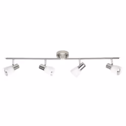 BRILLIANT Plafonnier barre à 4 lumières Luca hauteur 15 cm E14 40W chrome et blanc