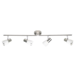 BRILLIANT Plafonnier barre à 4 lumières Luca hauteur 15 cm E14 40W chrome et blanc