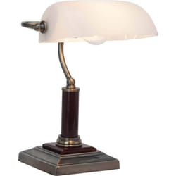 Brilliant Bankir lampe de table E27 LED Laiton, Blanc