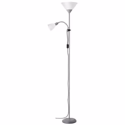 SPARI Lampadaire 2L avec liseuse argent/blanc E27+E14