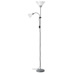 SPARI Lampadaire 2L avec liseuse argent/blanc E27+E14