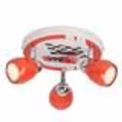 Plafonnier rond 3 spots orientables en métal blanc et rouge diamètre 21cm Racing-