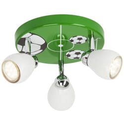 Lampe Soccer led Spotrondell 3flg blanc / vert-noir-blanc 3x LED-PAR51, GU10, 3W lampes à réflecteur led incluses, (250lm, 3000K) Échelle a ++ à e
